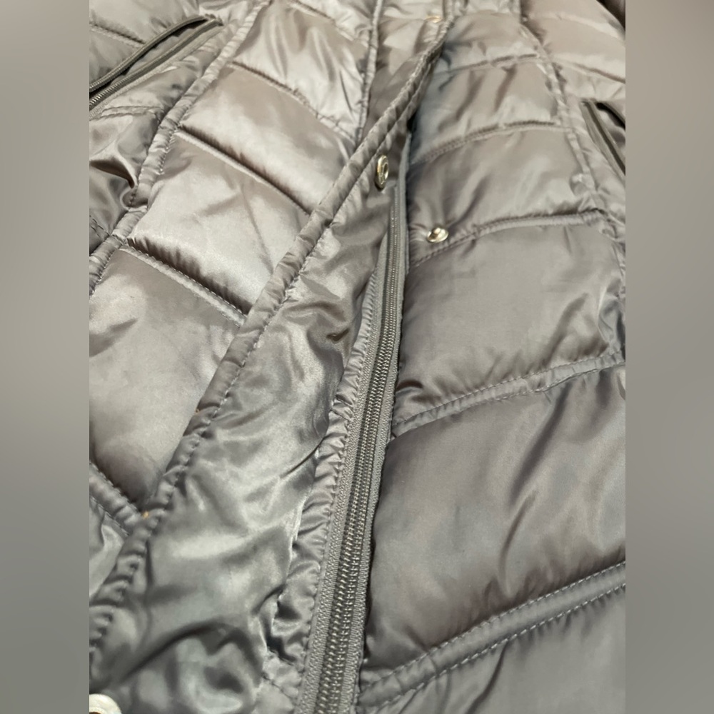 Kenneth Cole Gray Fur Hooded Winter Puffer Coat XS - Picture 2 of 3